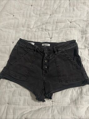 Vigoss Black High-Rise Button-Front Denim Shorts